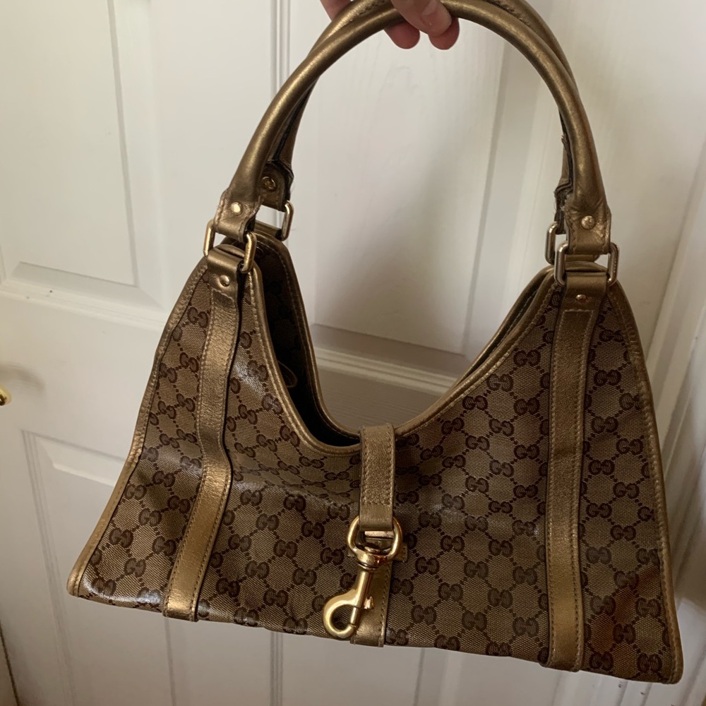 GUCCI Gold Crystal GG Jackie O Shoulder Bag - Picture 2 of 7
